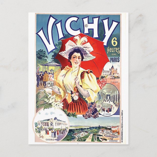 Frauen trinken Wasser aus Vichy Wellness-Center, F Postkarte (Vorderseite)