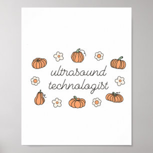 Frauen Ultraschall-Technologe Herbst-Kürbisse Sono Poster