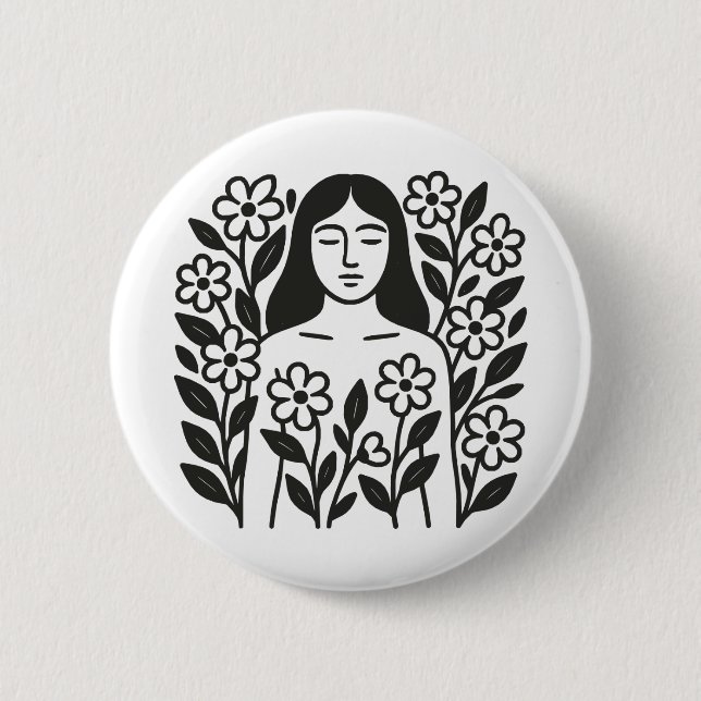 Frauen und Blume Button (Vorderseite)