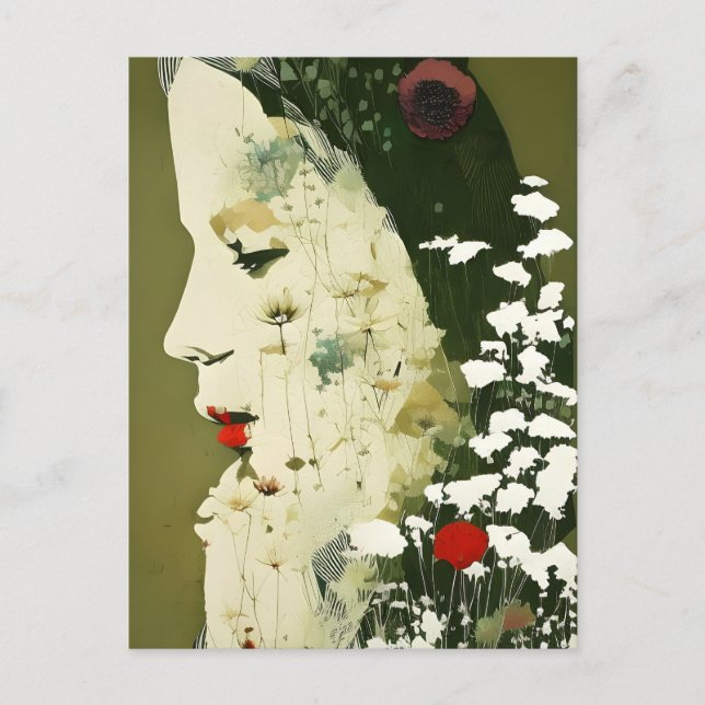 Frauen und Blume Collage Postkarte (Vorderseite)