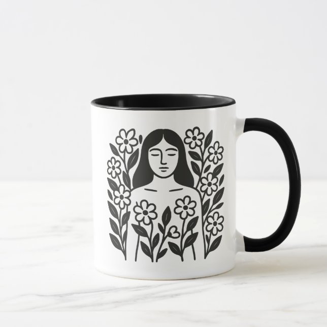 Frauen und Blume Tasse (Rechts)