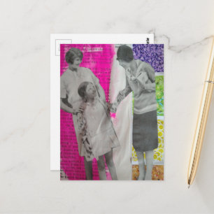 Frauen und ein Mädchen Farbige Vintage-Collage Postkarte
