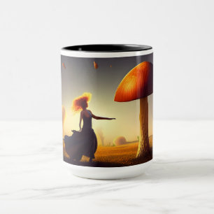 Frauen und ein riesiger Pilz Tasse