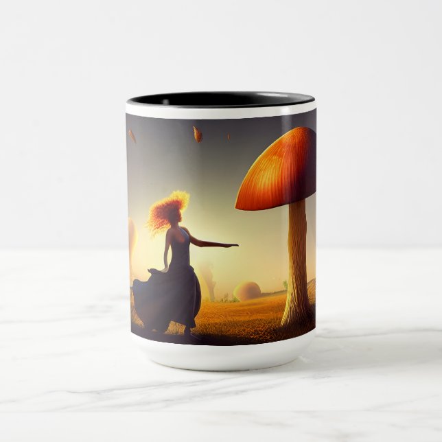 Frauen und ein riesiger Pilz Tasse (Zentrum)