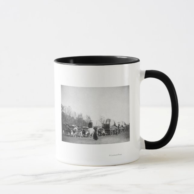Frauen und Junge mit Bullwhackern im Ox Train Tasse (Rechts)
