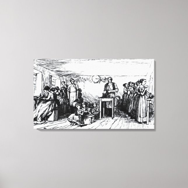 Frauen und Kinder Schuhmacherei Leinwanddruck (Vorderseite)