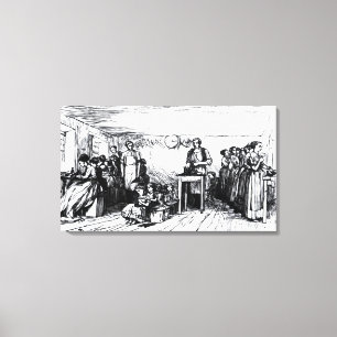 Frauen und Kinder Schuhmacherei Leinwanddruck