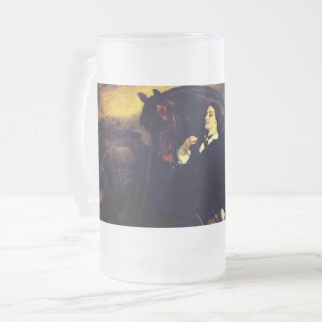 Frauen und Pferd Mattglas Bierglas (Vorderseite Links)