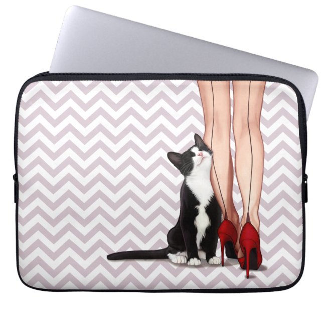 Frauen-und Smokings-Katze Laptopschutzhülle (Vorderseite)