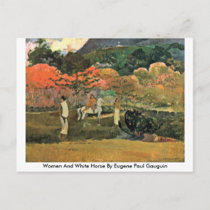Frauen und Weiße Pferde von Eugene Paul Gauguin Postkarte