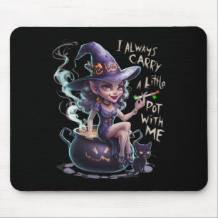 Frauen Unkraut Hexe Lustige Hexe Halloween Kifferi Mousepad