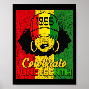 Frauen Unordentlicher Dutt Juneteenth Unabhängigke Poster