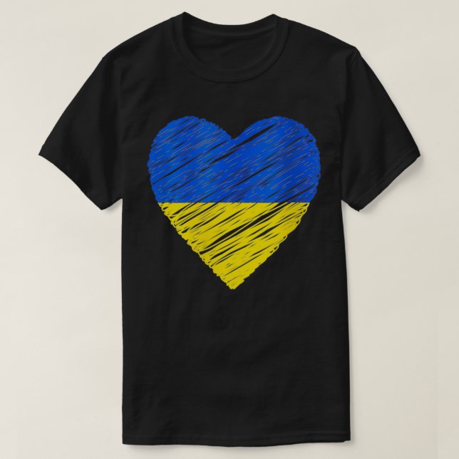 Frauen Unterstützung der ukrainischen Fahne T-Shirt (Design vorne)