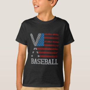 Frauen USA-Flagge Baseball gekreuzte Schläger Base T-Shirt