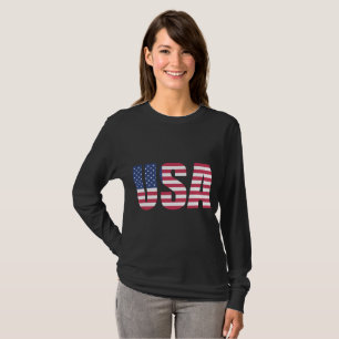 Frauen USA-Flagge Langarm-Shirt - Patriotisch T-Shirt
