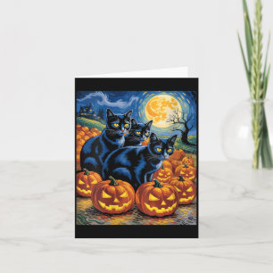 Frauen Van Gogh Stil Schwarze Katzen Halloween Kür Karte