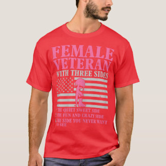 Frauen Veteran mit drei Seiten Frauenveteran T-Shirt