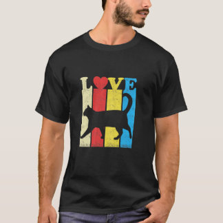 Frauen Vintag Retro Farben I Liebe Meine Katze Kit T-Shirt