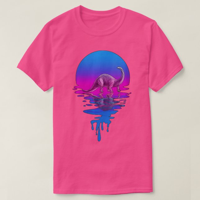 Frauen Vintag Retro Sunset Brontosaurus Veck T-Shirt (Design vorne)