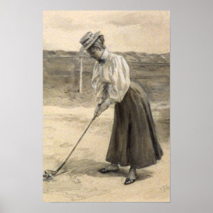 Frauen-Vintage Golf-Mode, 1890s Poster