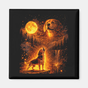 Frauen Vintage Mondlicht Hund lustiger Beagle heul Magnet