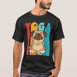 Frauen Vintager Mops Hund Yoga Figurine für Hunde  T-Shirt