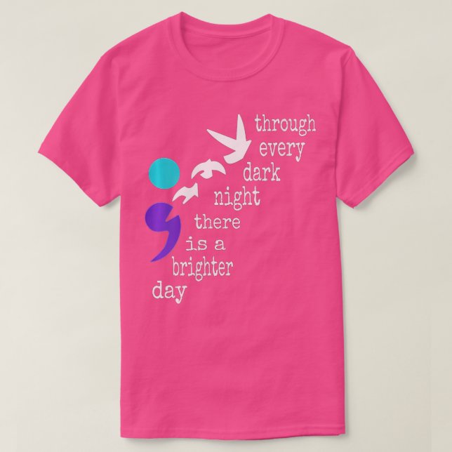Frauen Vögel Semicolon Geschenk Suizidprävention A T-Shirt (Design vorne)