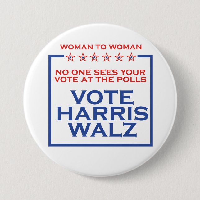 Frauen wählen Harris Walz 3"-Taste Button (Vorderseite)