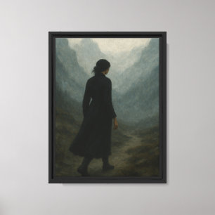 Frauen wandern durch die schmutzigen Berge Leinwanddruck