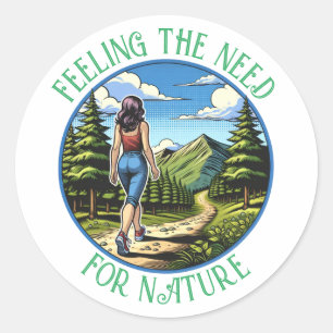 Frauen Wandern im Naturversuch Runder Aufkleber