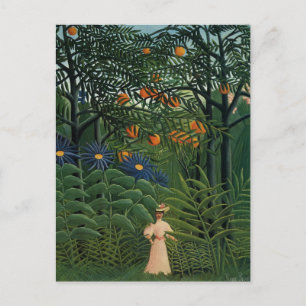 "Frauen wandern in einem exotischen Wald" Postkarte