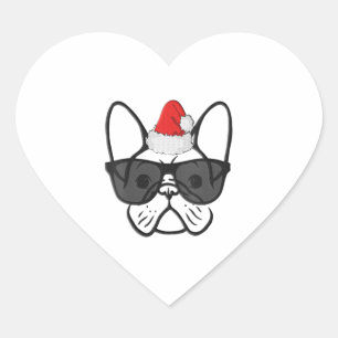 Frauen Weihnachten Frenchie Hund Gesicht Coolen We Herz-Aufkleber