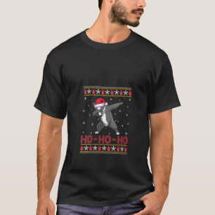 Frauen Weihnachtsmann Hut Dabbing Bull Terrier Hun T-Shirt
