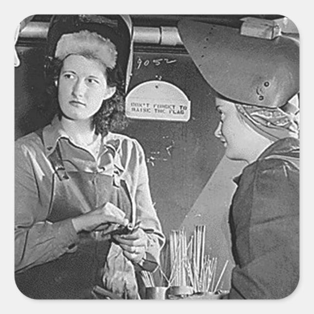 Frauen Welders Quadratischer Aufkleber (Vorderseite)
