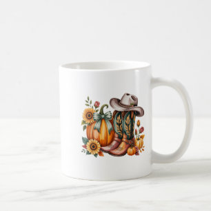 Frauen Western Fall Pumpkin Sonnenblumen Cowboy Bo Kaffeetasse