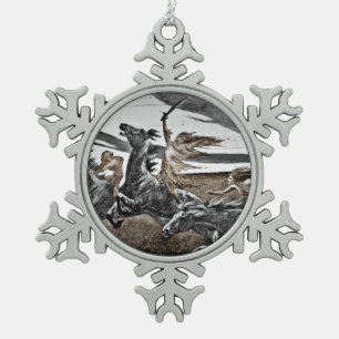 Frauen Wikinger in einem Sturm Schneeflocken Zinn-Ornament