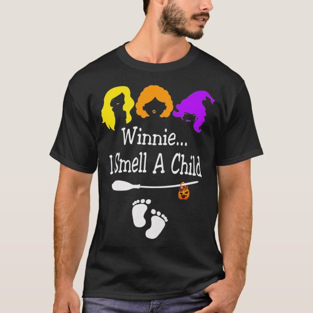 Frauen Winnie Ich rieche ein Kind Halloween Schwan T-Shirt (Vorderseite)