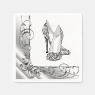 Frauen wirbeln Glitzer Schuhe mit hoher Ferse Serviette