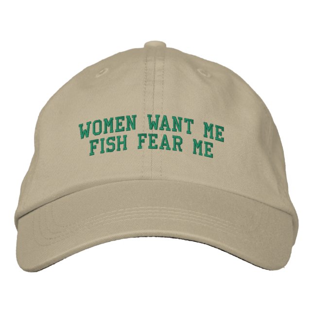 Frauen Wollte mir Fisch Angst mich lustig  Bestickte Baseballkappe (Vorderseite)