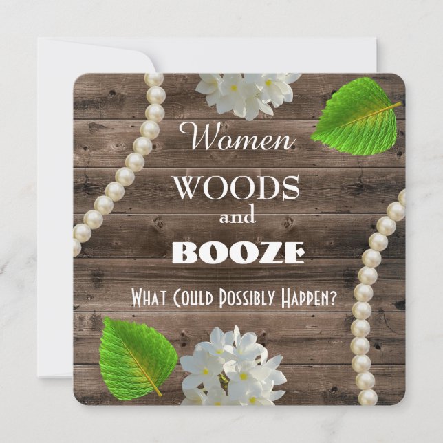Frauen - Woods & Booze Junggeselinnen-Abschied Ein Einladung (Vorderseite)