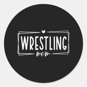 Frauen Wrestling Mama Shirt Funny Wrestler Ringelb Runder Aufkleber