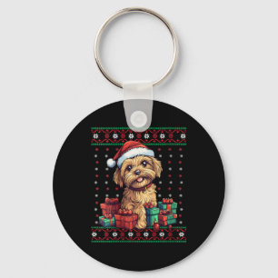 Frauen Yorkipoo Weihnachtsmannmütze Dog Lover Xmas Schlüsselanhänger