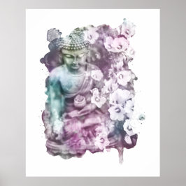 *~* Frauen Zen Buddha Meditat Blume Pastell Poster