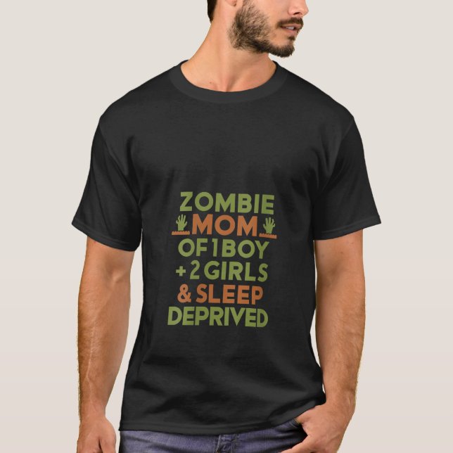 Frauen Zombie Mama Junge 2 Mädchen Schlafmangel De T-Shirt (Vorderseite)