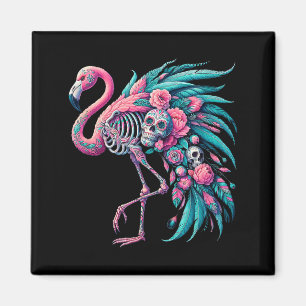 Frauen Zucker-Schädel mexikanischer Flamingo Dia d Magnet