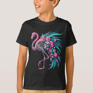 Frauen Zucker-Schädel mexikanischer Flamingo Dia d T-Shirt