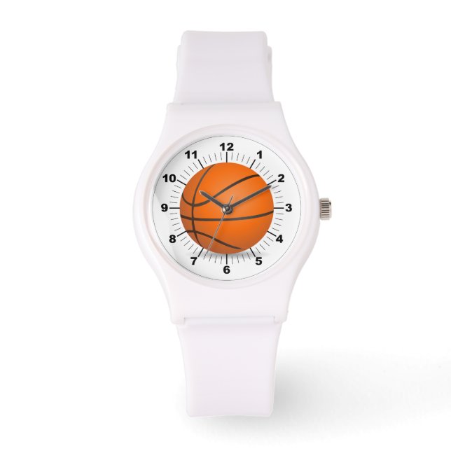 Frauenbasketball Sporty White Silicon Watch Armbanduhr (Vorderseite)