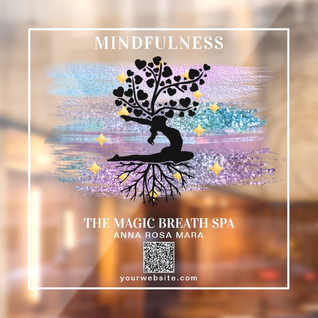 ** Frauenbaum Reiki Yoga Meditation Fensteraufkleber (Blatt 2)