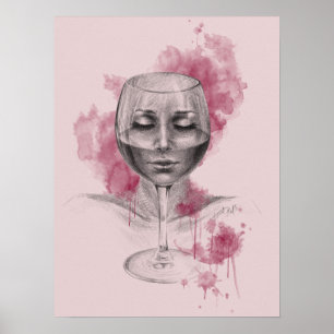 Frauenbild in der surrealen, zeichnend Kunst aus W Poster