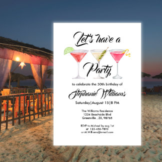 Frauencocktail Sommer 50. Geburtstagsparty Einladung